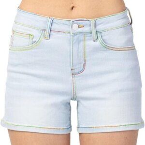 Judy Blue Med Blue Rainbow Thread Mid Rise JB150103 Women's Size S